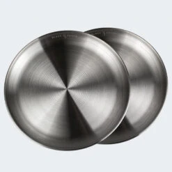Assiette Plate De Camping | Diamètre Env. 23 Cm | Acier Inox | 2 Assiettes -Camping En Plein Air assiette plate de camping diametre env 23 cm acier inox 2 assiettes 3