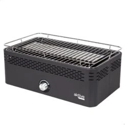 Barbecue Rectangulaire Noir De Table Sans Fumée 45x28x19 Cm Aktive