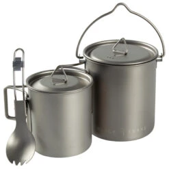 Camping En Plein Air 41 Batterie De Cuisine De Camping Set | Casseroles + Fourchette/Cuillère | Titane