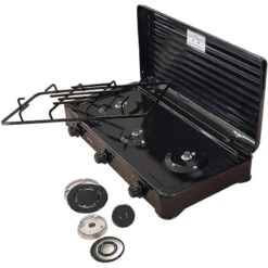 MPM Cuisinière à Gaz Portable Pour Le Camping Avec 3 Feux Couvercle Smile -Camping En Plein Air cuisiniere a gaz portable pour le camping avec 3 feux couvercle smile 6