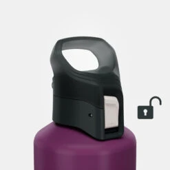 Quechua Gourde Alu 1L Avec Bouchon à Ouverture Rapide Pour La Randonnée - Violet -Camping En Plein Air gourde alu 1l avec bouchon a ouverture rapide pour la randonnee violet 4