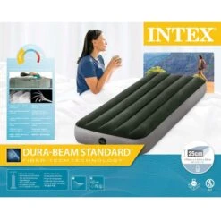 Matelas Gonflable - Intex Prestige Downy -1 Personne - 76x191x25 Cm (BxLxH) -Camping En Plein Air matelas gonflable intex prestige downy 1 personne 76x191x25 cm bxlxh 4