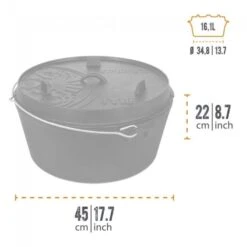 Petromax Dutch Oven FT18-18QT - Sans Pieds -Camping En Plein Air petromax dutch oven ft18 18qt sans pieds 2