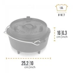 Petromax Dutch Oven FT3-3QT (avec Pieds) Et Levier De Couvercle -Camping En Plein Air petromax dutch oven ft3 3qt avec pieds et levier de couvercle 2