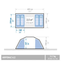 Quechua Tente à Arceaux De Camping - Arpenaz 4.2 - 4 Personnes - 2 Chambres 12 Quechua Tente à Arceaux De Camping - Arpenaz 4.2 - 4 Personnes - 2 Chambres -Camping En Plein Air tente a arceaux de camping arpenaz 42 4 personnes 2 chambres 2