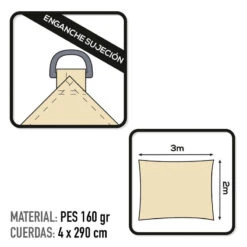 Voile D'ombrage Rectangulaire Aktive Garden Couleur Crème -Camping En Plein Air voile dombrage rectangulaire aktive garden couleur creme 2